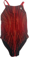TYR The Finals Women Striped Swimsuit Butterfly Back Red 1 Piece- Size 32