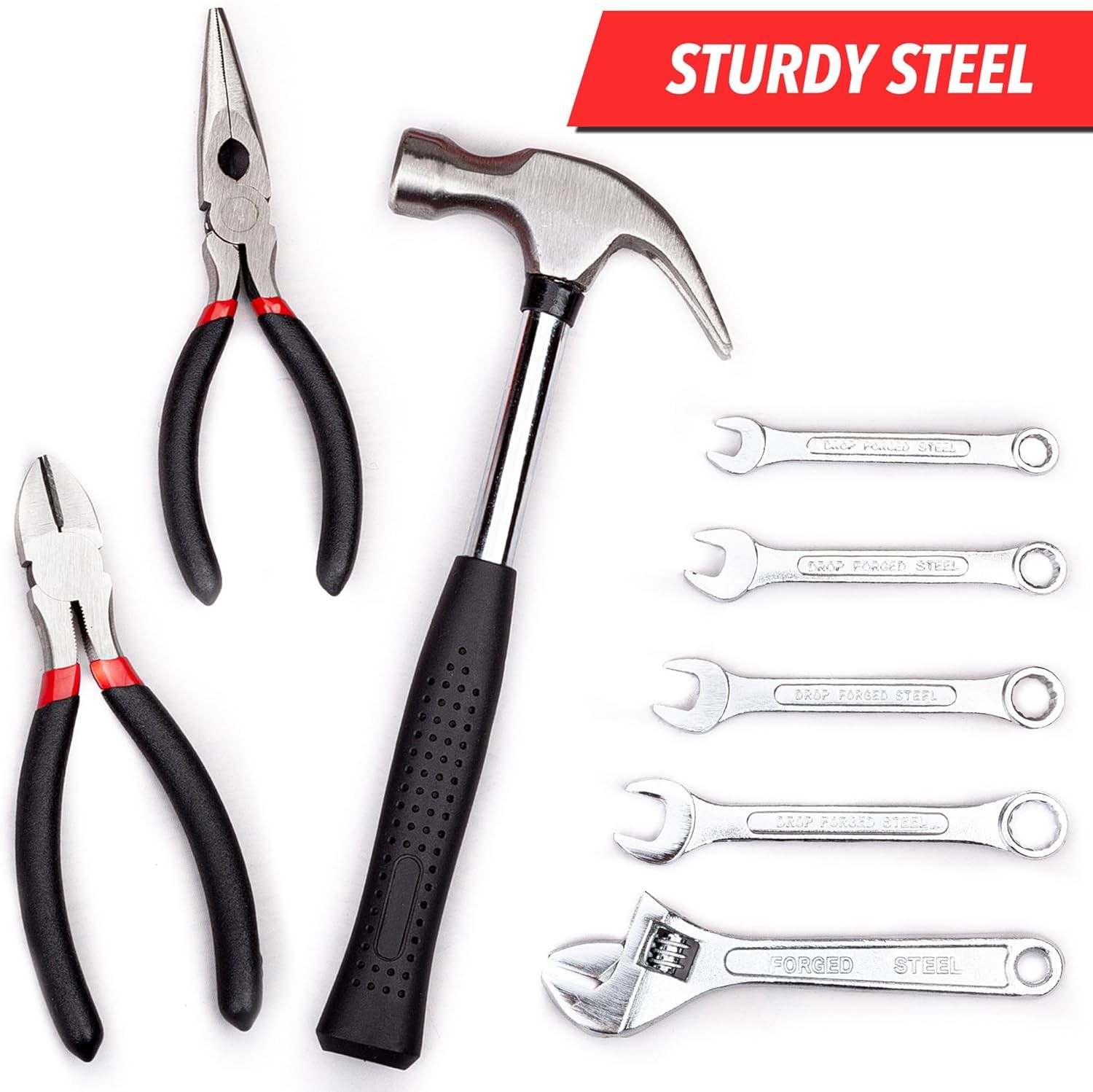 136 Piece Tool Set General Household Hand Tool Kit Plastic Toolbox Storage Case