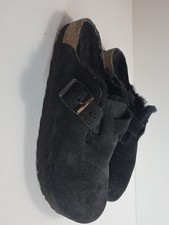 Birkenstock Boston Shearling Shoes 40 Black Suede Clogs Slip-On 9-9.5W 7-7.5