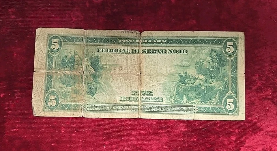 1914 $5 Federal Reserve Note - Image 2 of 2