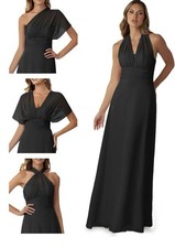 Azazie Fifi Black A-Line Strapless Chiffon Convertible Dress Size S Small