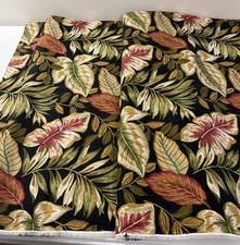 2-1/3 Yds Outdoor Upholstery Fabric Twilight Leaves Black Palm Print 55  W