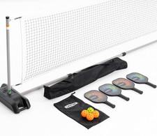 Complete Pro Pickleball Set: Net, Paddles, Balls, Bases Bags Included