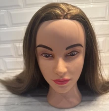 Hairingrid 26 - 28 Mannequin Training Head Synthetic Hair Styling Clamp Brown