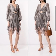 Zimmermann Snake Print Cutout Dress SZ 0/ US 4/ AU UK 8 Corsage Python Coquette 