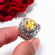 Citrine Gemstone Designer Handmade 925 Sterling Silver Ring S.7 R9838