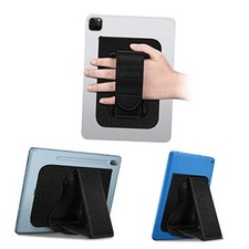 Universal Tablet Hand Strap Holder - Dual Stand Supports Detachable Black