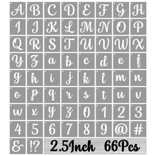 2.5 Inch Alphabet Letter Stencils for Painting, 66 Pcs Reusable Plastic Calli...
