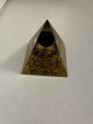 Golden Yellow Crystal Resin Pyramid Decor 