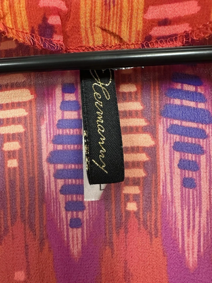 Vix Paula Hermanny Silk Ikat Colorful Printed Kaftan Swim Coverup Kimono L - Image 3 of 4