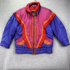 Vintage Womens Giacca Jacket Ski Sport Multicolor Sz L Made In Korea 80s 90s