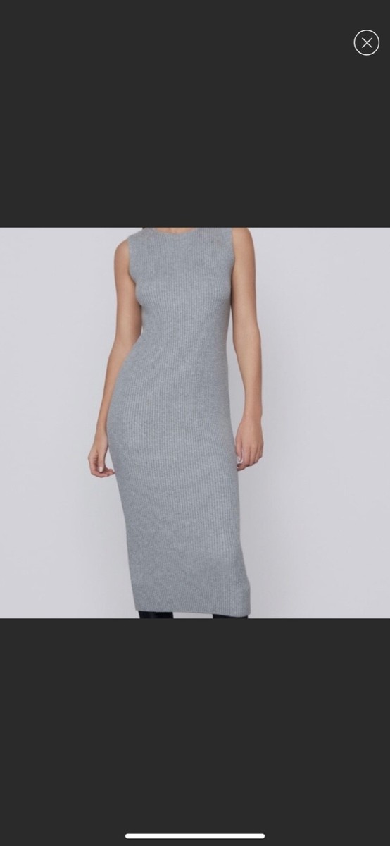 zara gray knit dress armwarmer sweater dress | eBay