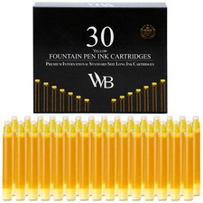 30 Pack Fountain Pen Ink Refills - SET OF 30 YELLOW Ink