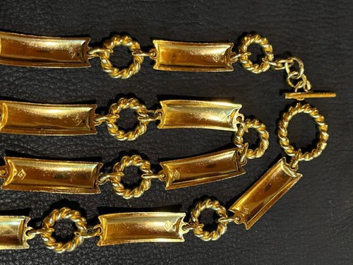 Collar de Cadena GUCCI CINTURÓN AUTÉNTICO Marca con Logotipo Vintage Raro Oro GG Verde Envío Gratuito - Imagen 19 de 24