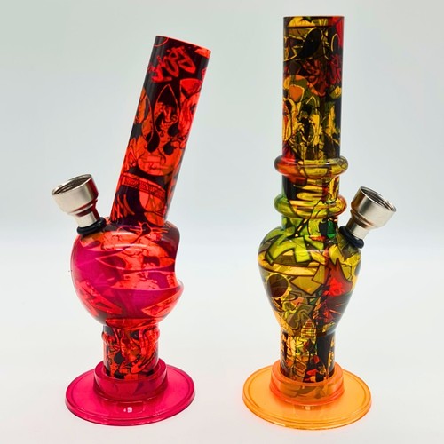 Acrylic Mini Water Bong Pipe 6 Inch RASTA & Plain Colour, Hookah Smoking Pipe UK - Picture 45 of 45
