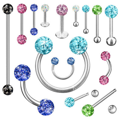 Piercing Ferido Kristall Ohrstecker Septum Labret Lippe Nase Brust Zunge Intim