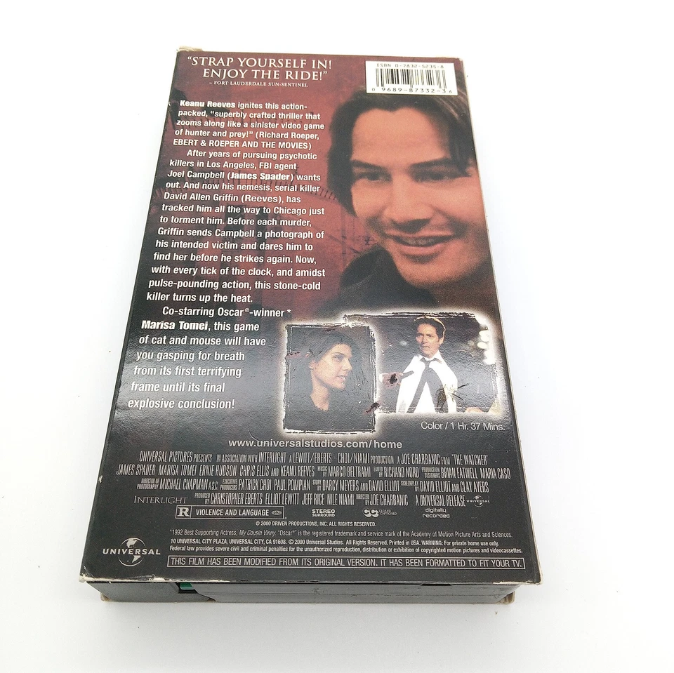 The Watcher VHS 2001 Keanu Reeves James Spader Thriller Suspense Rated R - Image 2 of 4
