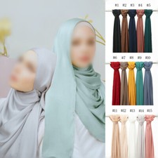 Chiffon Hijab Shawl Crinkle Scarf Women Muslim Hijab Solid Color Wrinkle Scarves