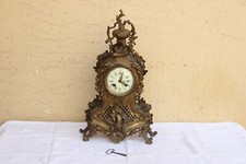 ANTICO OROLOGIO DA TAVOLO A PENDOLO NAPOLEONE III IN BRONZO BELLA PATINA