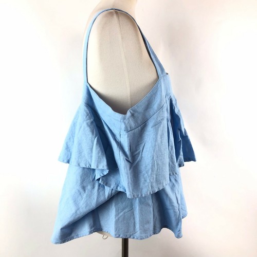 ABOUND Damen-Tanktop Übergröße XXL blau quadratischer Ausschnitt ärmellos Stufen Leinenmischung - Bild 4 von 7
