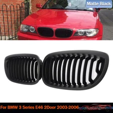Matte Black Front Kidney Grilles for BMW E46 Coupe 325Ci 330Ci LCI 2DR 2003-2006