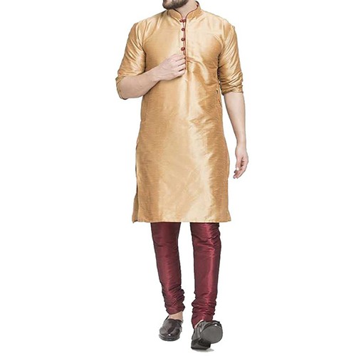 Traditional Plain Full Sleeve Silk Kurta Pajama Regular Fit Party Were For Mens - Picture 19 of 66
