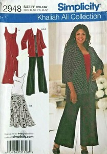 Simplicity Women's Dress,Jacket,Pants Pattern 2948 Size 18W-24W UNCUT