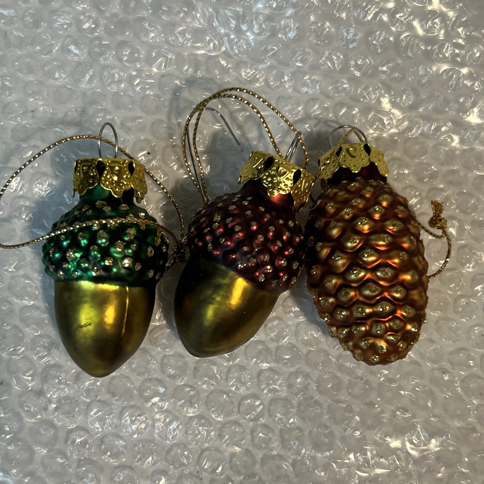 Glass Acorn pinecone ornaments Approximately 2”