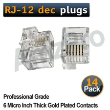 RJ12 DEC 6P6C Modular Plugs with Left Latch Offset Tab 14 pack