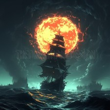 Instant Download Pirate Ship Digital Image PC Mobile Wallpaper Background