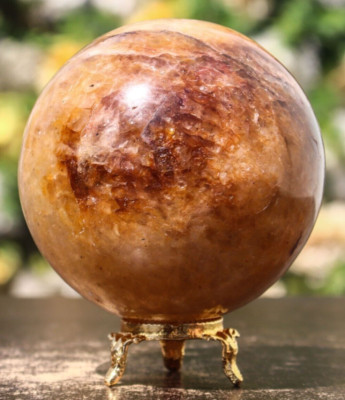 85MM Himalayan Golden Quartz Healing Crystal Chakra Balancing Gemstone Sphere