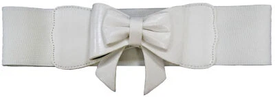 Banned »PLAY IT RIGHT« SCHLEIFE Bow Stretch TAILLENGÜRTEL Weiß Rockabilly - Bild 1 von 2