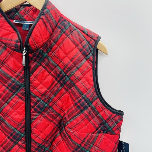 Karen Scott Sport Womens Size Large Plaid Sleeveless Puffer Vest in Red/Black - Picture 3 of 7