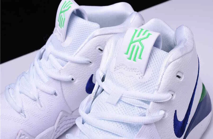 Kyrie 4s top white and blue
