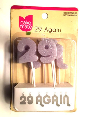 Cake Mate 29 Again Candles Party Cake Joke Gag Gift Candle Set White  Glitter New