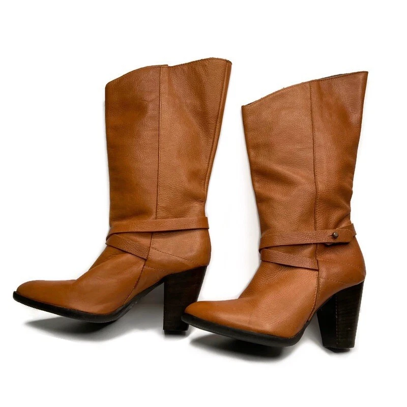 Botas Lilimill Cuero Suave Tacón Medio Pantorrilla Italia EUR 36/US 5.5 Marrón Coñac Foto 4 de 4
