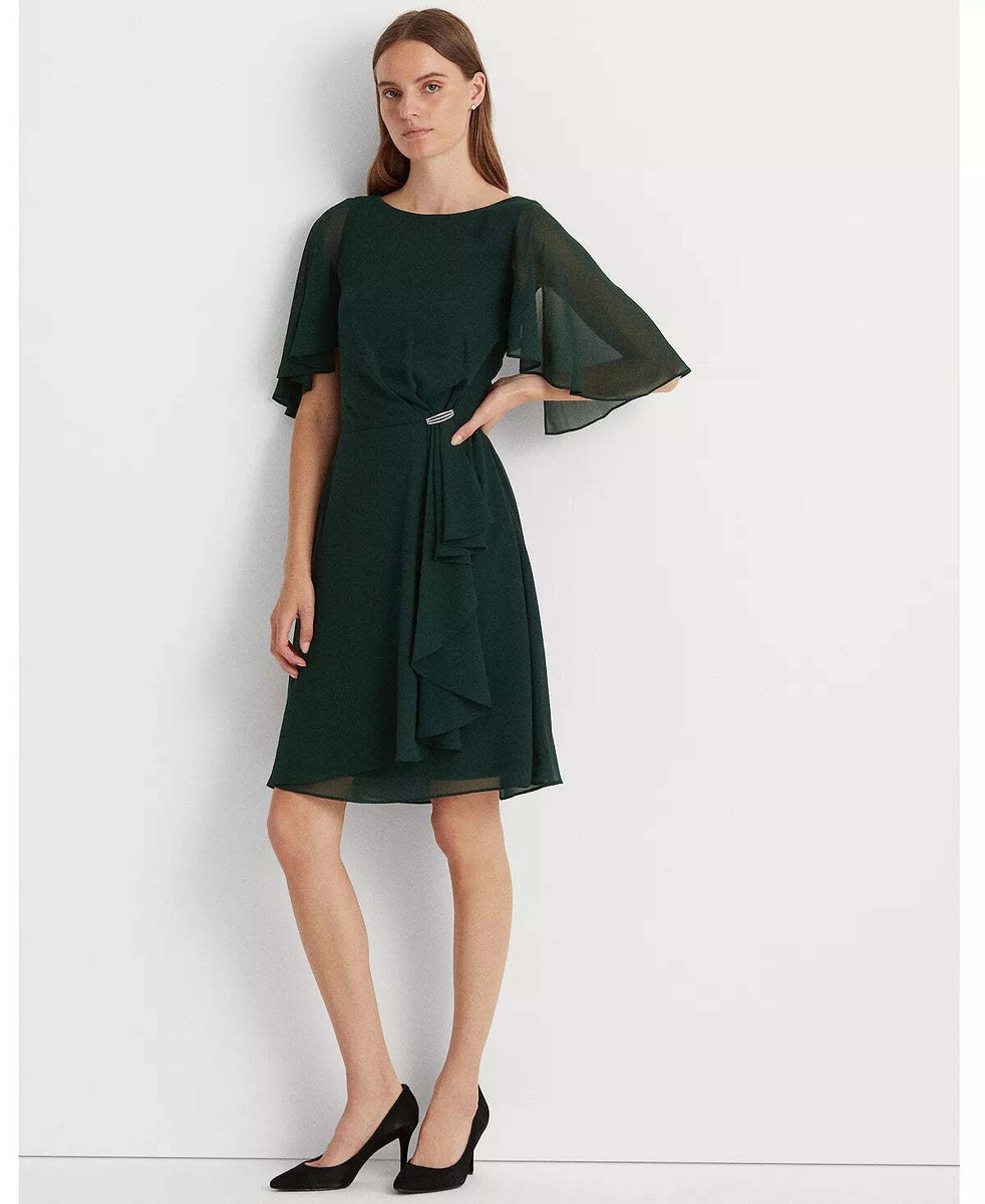 ralph lauren a line dress Black Rib Knit Crew Neck Short Sleeve A-Line Dress main image 1