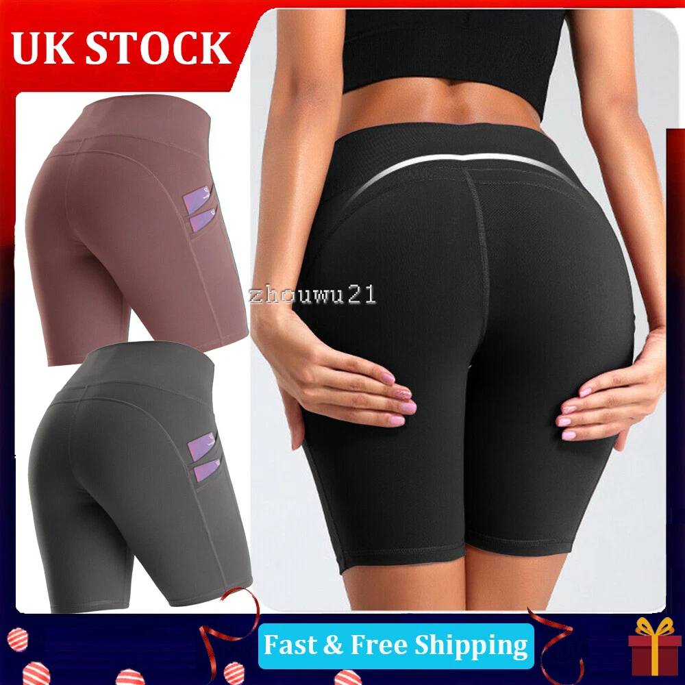 High Waist Yoga Shorts for Women Sport Leggings with Pockets Tummy