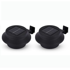 2 Pack LED Gutter Light Solar Power Black Outdoor Wall Fence Garden Mounts Wall