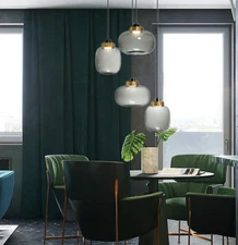 Modern 4 Lights Chandelier Adjustable Smoky Glass Pendant Lamp Ceiling Fixtures