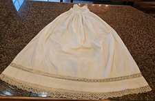Vintage Edwardian Baby Girls Or Doll White Cotton Crotchet Lace Slip Sun Dress