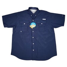 Columbia PFG Shirt Mens XL Bahama II Omni Shade UPF 50 Vented Blue Short Sleeve