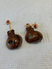 Vintage Set of 2 Hand Carved Painted Castanets Clackers from Mexico