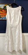 VTG Jessica McClintock Gunne Sax White Sleeveless Floral Metallic Dress Sz Small