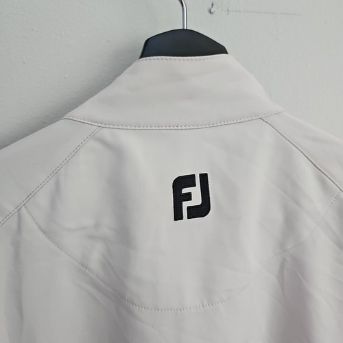 Foot Joy Mens Cream Color Full Zip SZ Large (Runs Big) Long Sleeve Gold Jacket - Picture 11 of 11