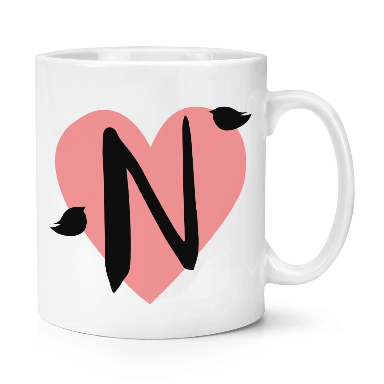 Letter N Heart Alphabet 10oz Mug Cup - Valentines Day Cute Love