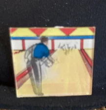 BOWLING - A Strike! 1960's Small VARI-VUE Lenticular Flicker 1 1/4 x  1 1/8 inch