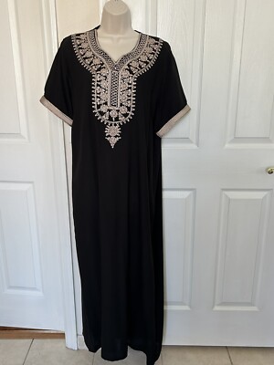 black and gold kaftan dress The Majestic Noir & Gold Hand-Worked Caftan