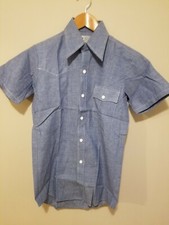 Vintage 1970s Chambray Western Shirt Sanforized Kids Youth NOS