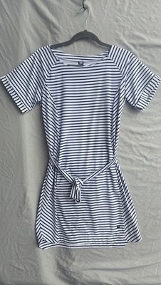 Helly Hansen Dress Womens Small White Striped T Shirt Belted Nautical Summer